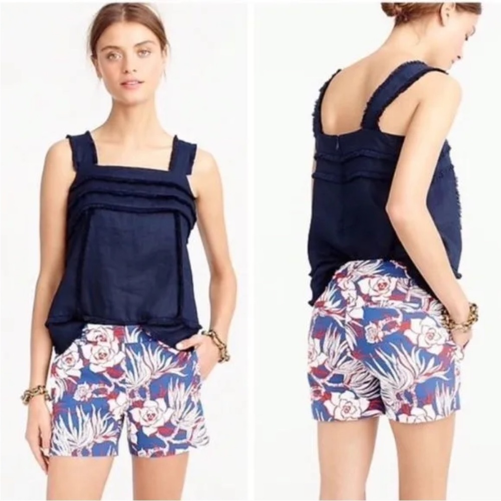 J CREW Linen Fringe Trim Tank Top (P)